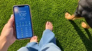Premium 104 artificial turf on a 108 degree day in Queen Creek, Arizona